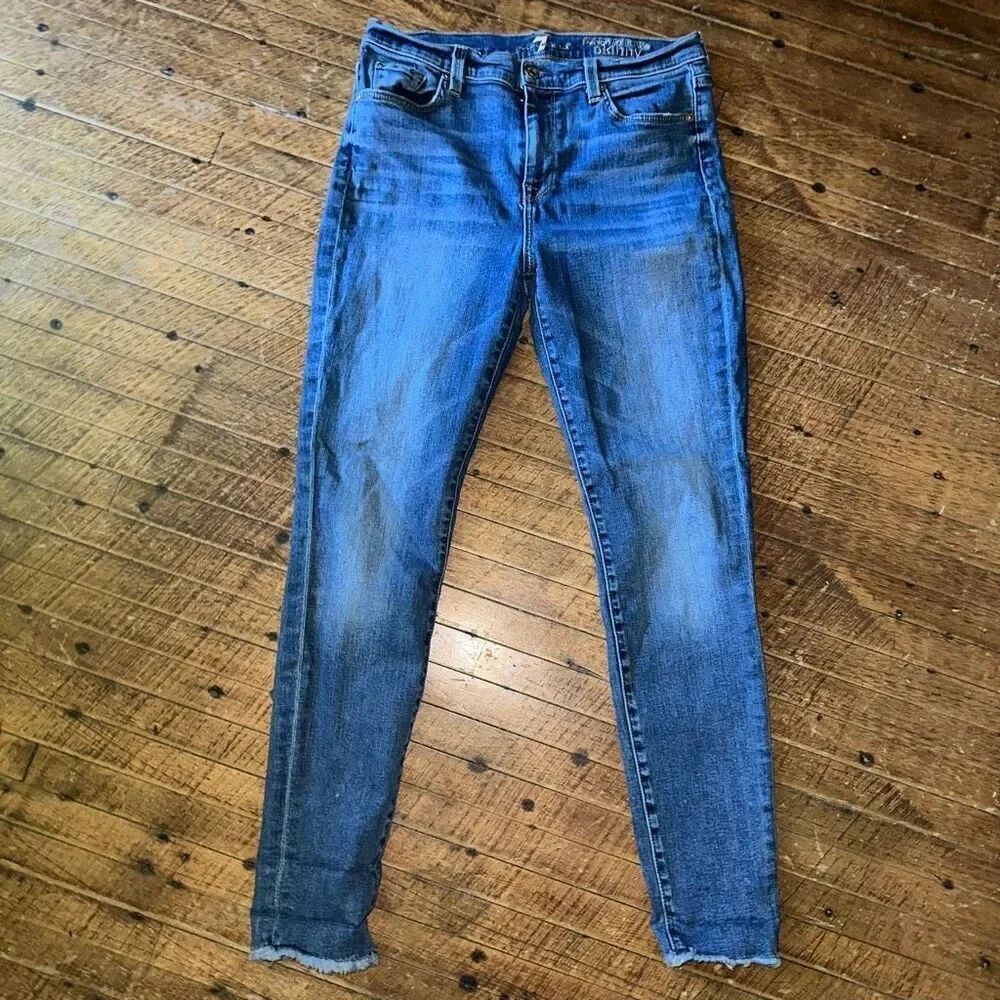 7 For All Mankind distressed high waist skinny ankle size 28 jeans